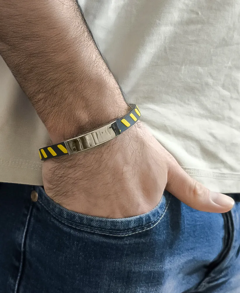 Ανδρικό βραχιόλι με καουτσούκ από ανοξείδωτο ατσάλι, εσωτ.διάμετρος 7 εκατοστά, TRIBUTE, 0230270402